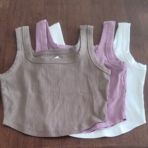 Madewell Ribbed Cropped Tanks Set Of 3